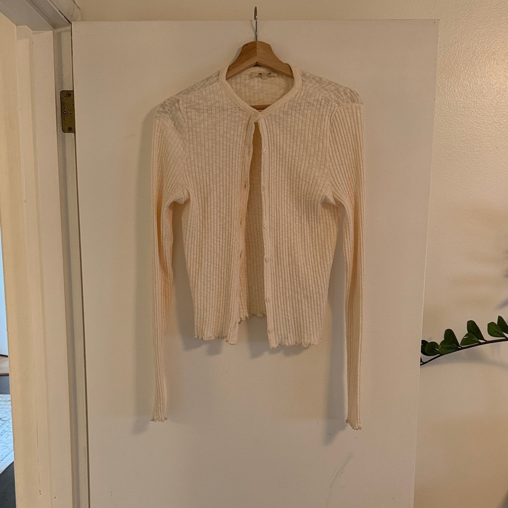 Madewell Cream Ribbed Button Cardigan